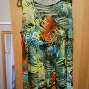 Pennington Tropical Print Sleeveless Women’s Top - Green & Orange
